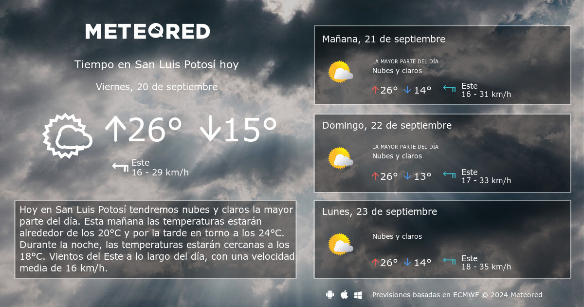 Tiempo en San Luis Potos . Clima a 14 d as Meteored